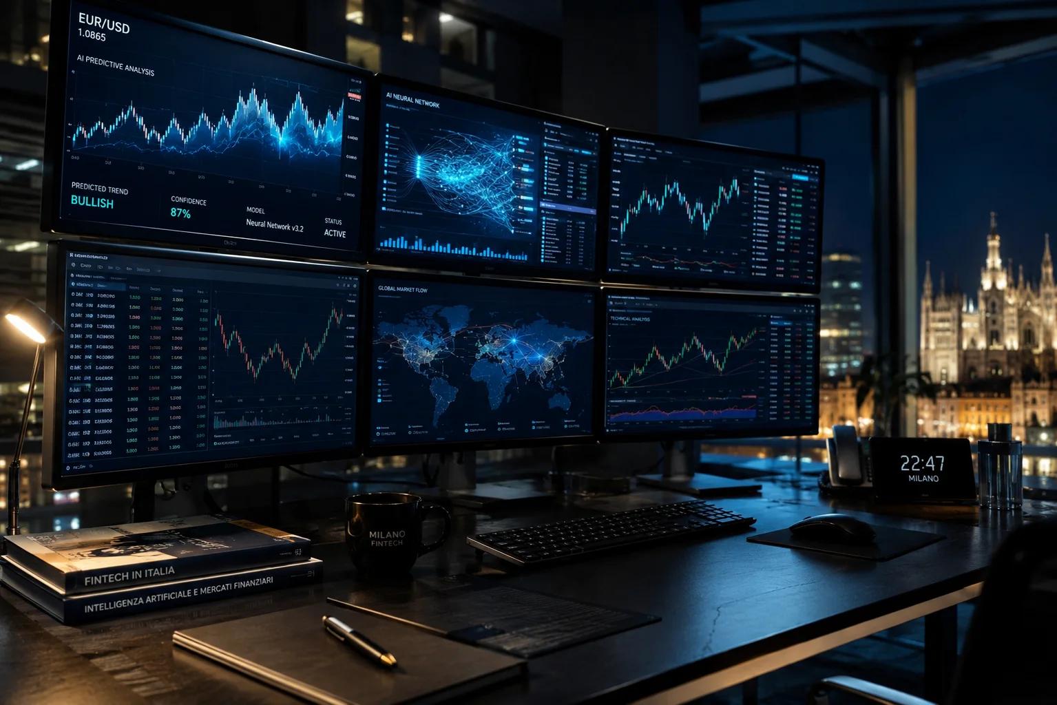 Illustrazione del mercato Forex e dell'intelligenza artificiale